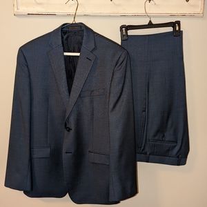 Calvin Klein Men's Slim Fit Suit jacket Blue 38 Short Wool Blend & Pants 32x30